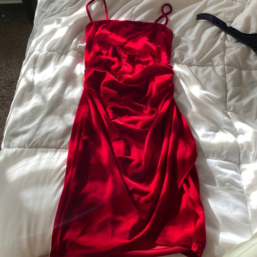 Red mini cocktail dress